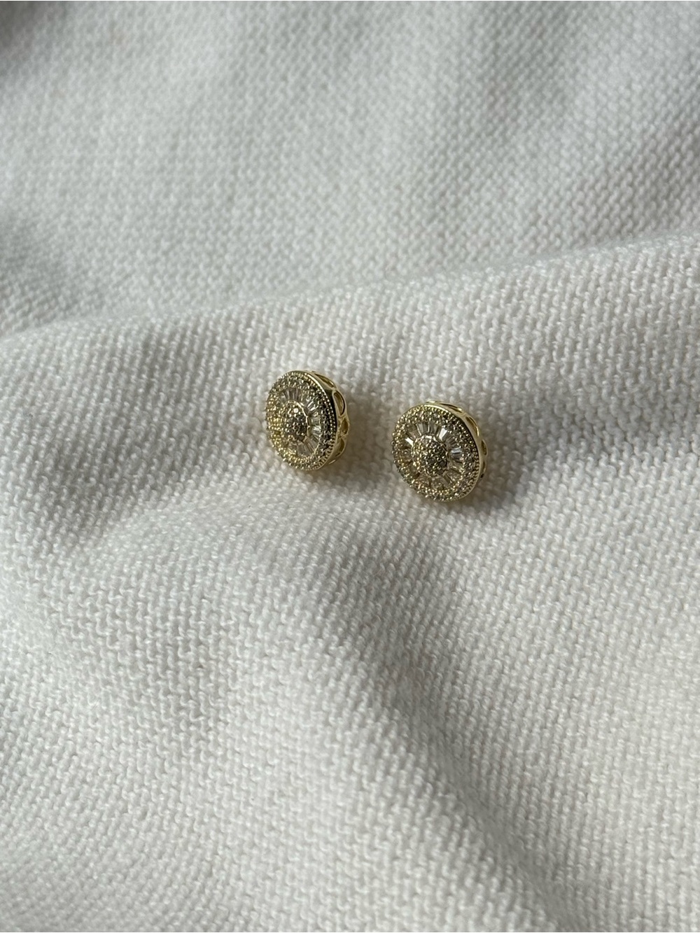 Gold Plated Crystal Halo Stud Earrings  — Classic Sparkle
